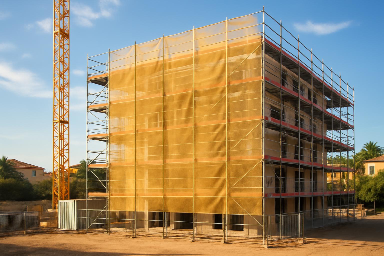 Bâche mesh anti-vent sur façade d'échafaudage : le guide complet pour les chantiers en Occitanie