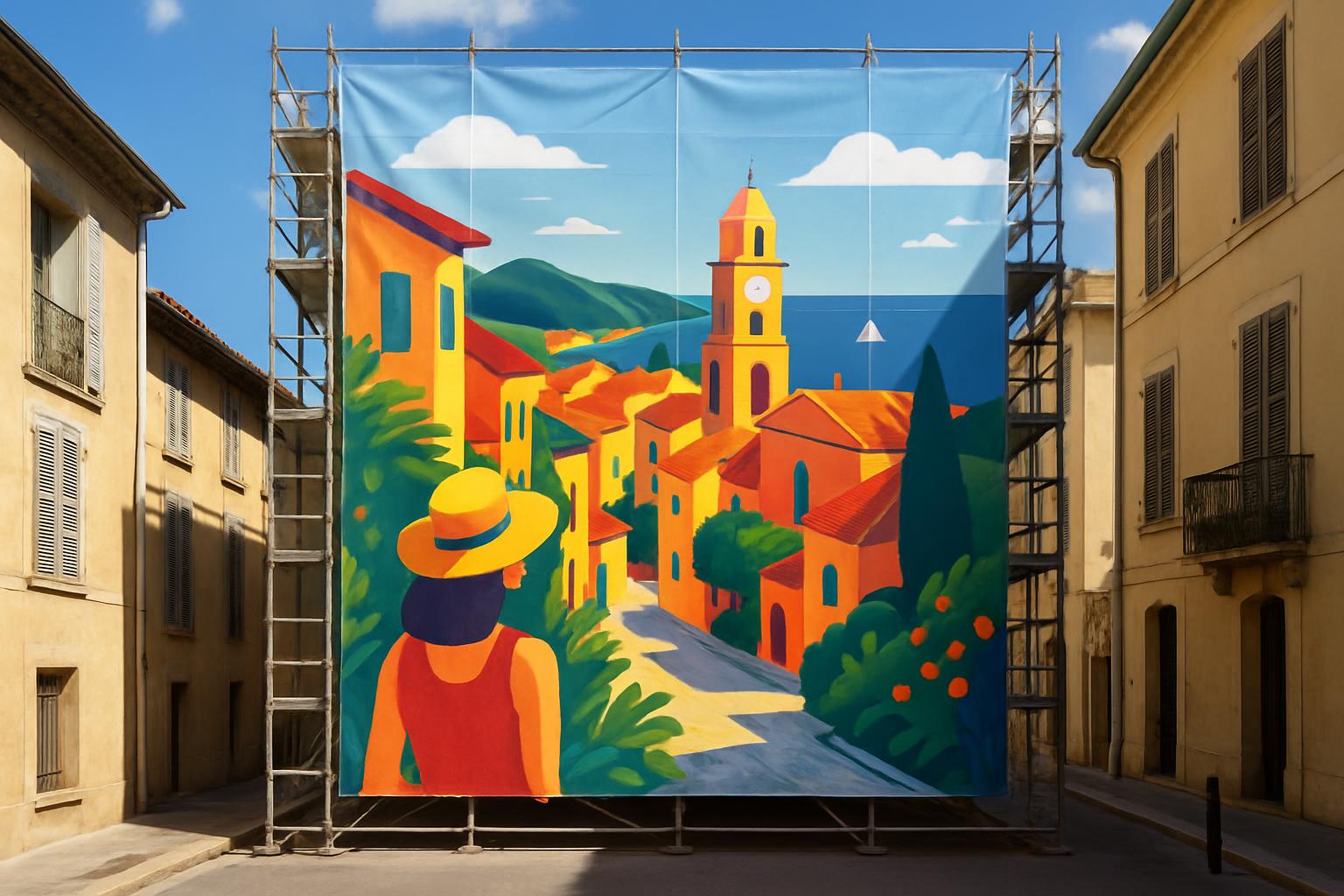 Bâche mesh sur façade d'échafaudage : le support publicitaire qui travaille pendant vos travaux | DOEMO PRINT