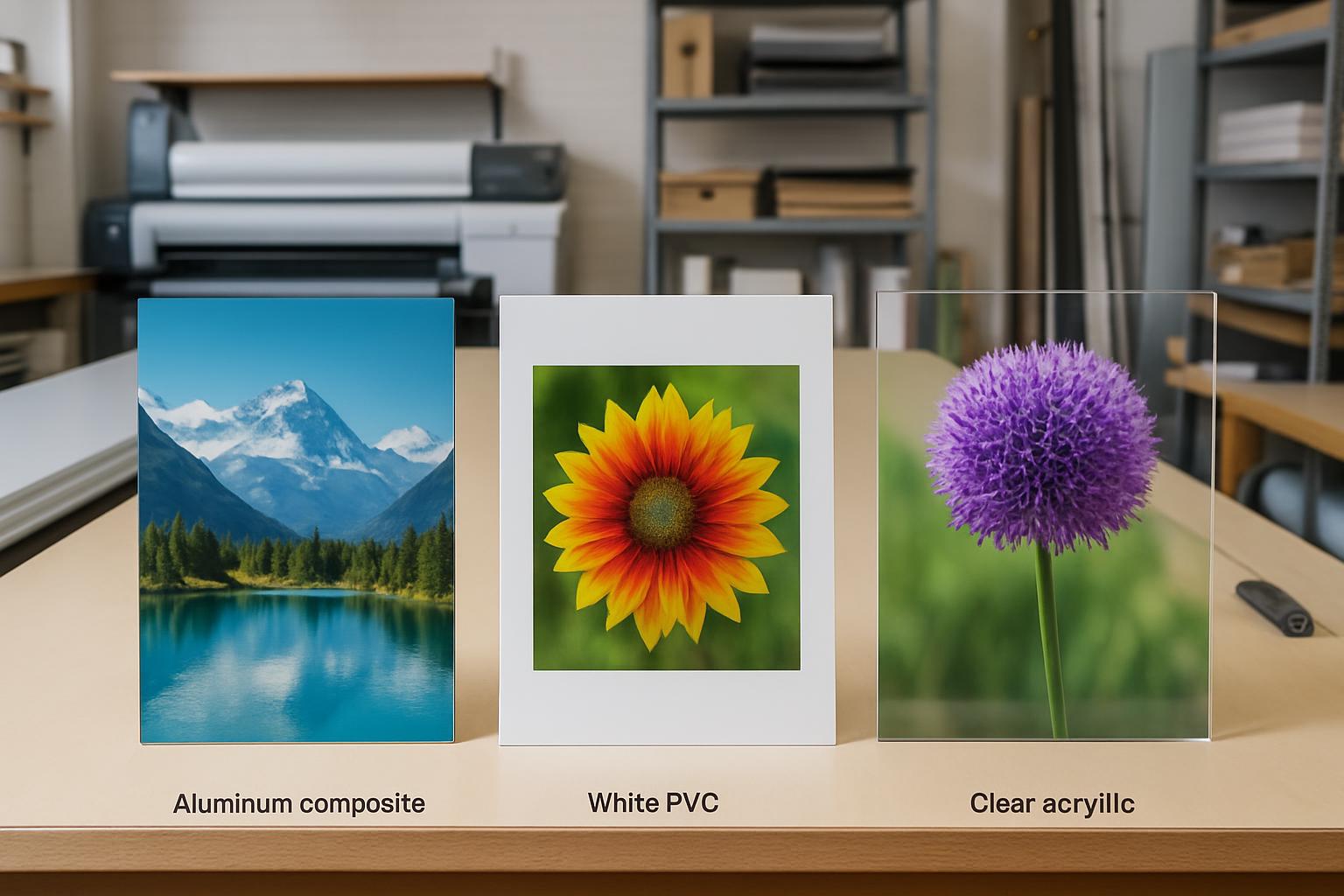 Supports rigides pour l'impression grand format : Dibond, Forex ou plexiglas — lequel choisir ?
